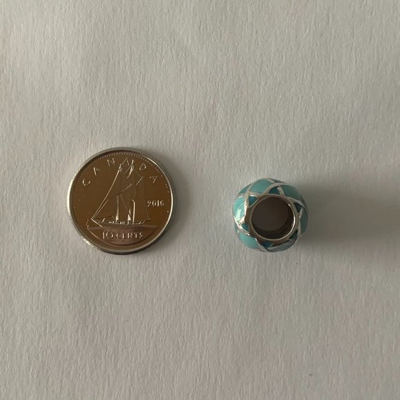 Blue Enamel and 925 Sterling Silver Diamond Charm Bracelet Bead Persona Pandora - Picture 3 of 3
